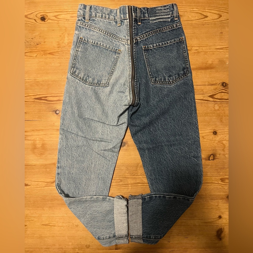 REVICE Dual-Tone Ankle Jeans in Dark and Light Blue Size 25 NWOT - Picture 2 of 4